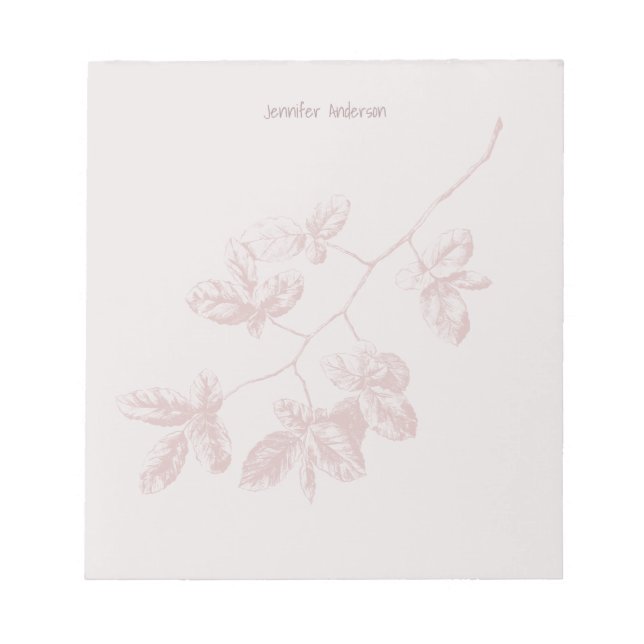 Modern Floral Personalize Name Mauve Blush Notepad (Front)