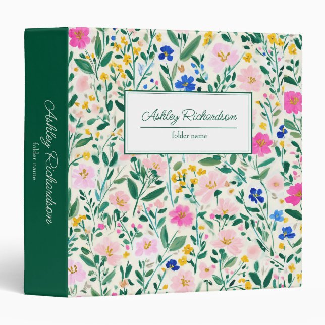 Modern Floral Personalized Binder (Front/Spine)