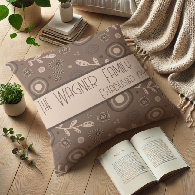 Modern Floral Personalized Brown Inspirivity Throw Pillow (Creator Uploaded)