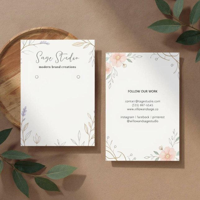 Modern Floral Personalized Earring Display Jewelry (Chic Floral Earring Stand)