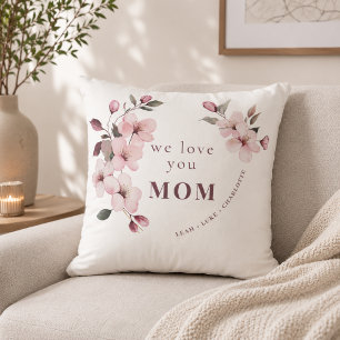 Modern Floral Personalized Mothers Day Gift Throw Pillow