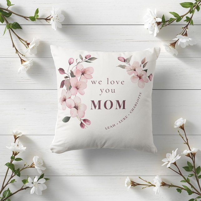 Modern Floral Personalized Mothers Day Gift Throw Pillow (Creator Uploaded)