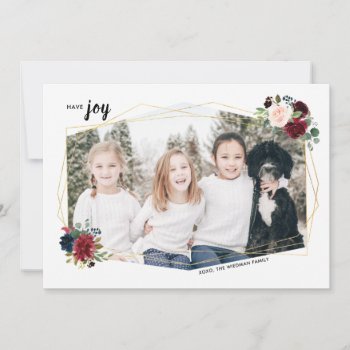 Modern Floral Photo Newsletter Christmas Cards by joyonpaper at Zazzle
