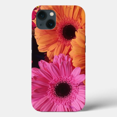 Modern Floral Photography Pink and Orange Gerber iPhone 13 Case