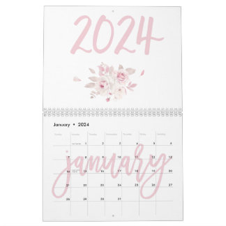 Modern Floral Pink Calendar 2024