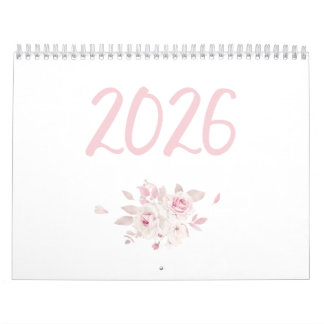 Modern Floral Pink Calendar 2026