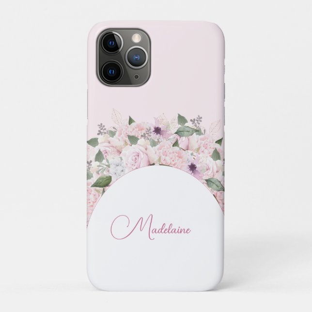 Modern Floral Pink Elegant Feminine  Case-Mate iPhone Case (Back)