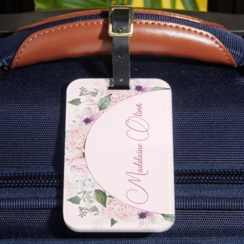 Modern Floral Pink Elegant Feminine  Luggage Tag
