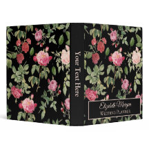 Modern Floral Pink Rose Dark Black Chic