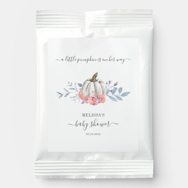 Modern Floral Pink Roses Fall Pumpkin Baby Shower Lemonade Drink Mix (Front)