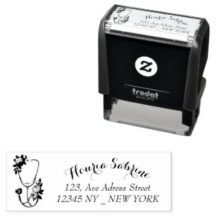 Modern Floral Pink Roses Stethoscope Graduation Self-inking Stamp