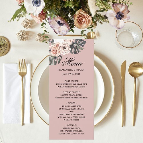 Modern Floral Pink Tropical Leaves  Orchid   Menu