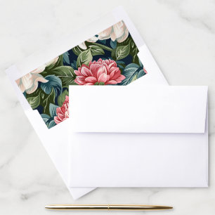 Modern Floral Pink Wedding Envelope Liner