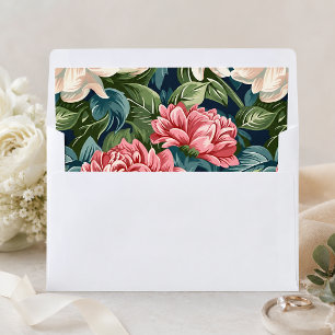 Modern Floral Pink Wedding Envelope Liner