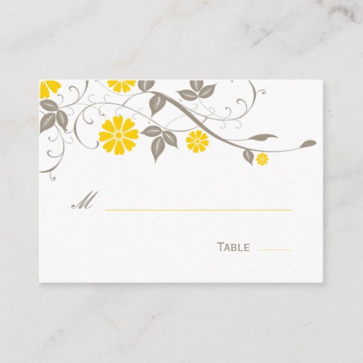 Customizable Modern Floral Place Card - Mustard Business Card Templates