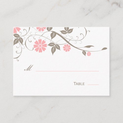 Modern Floral Place Card - Soft Pink Business Card Template