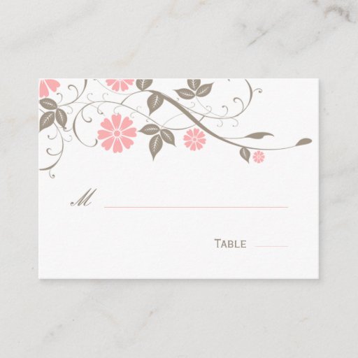 Customizable Modern Floral Place Card - Soft Pink Business Card Template