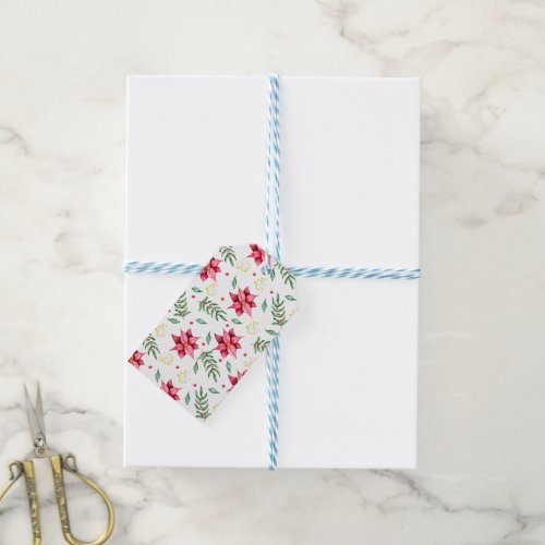 Modern Floral Poinsettia Watercolor Gift Tags