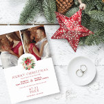 Modern Floral Poinsettias Bouquet Christmas Photos Save The Date<br><div class="desc">Modern Floral Poinsettias Bouquet Christmas 2 Photos Collage Elegant Save the Date with Envelope. IMPORTANT NOTICE: This design is part of a collection and has other coordinated elements that you can find in my store. Sometimes it can be difficult to aesthealign and texts or initials on the designs, if so...</div>