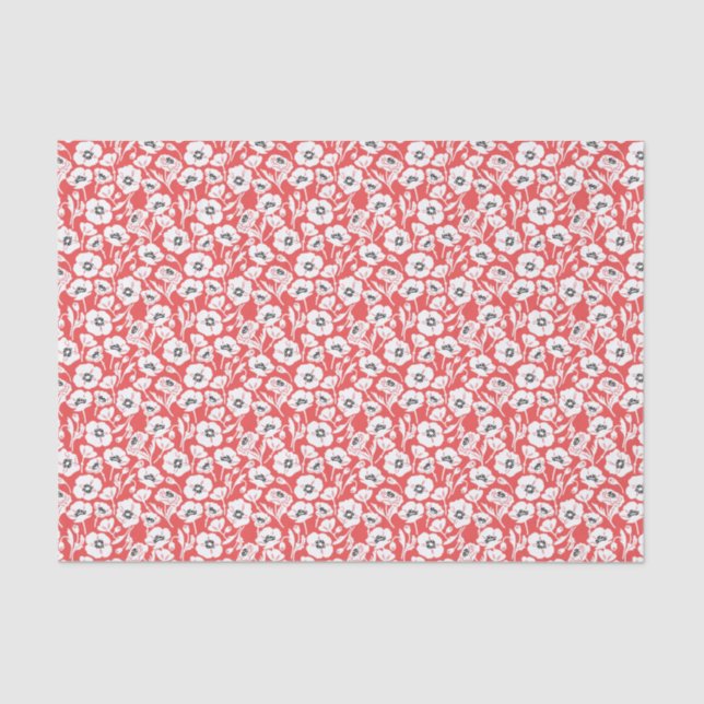 Modern Floral Poppies Tissue Paper (Front)