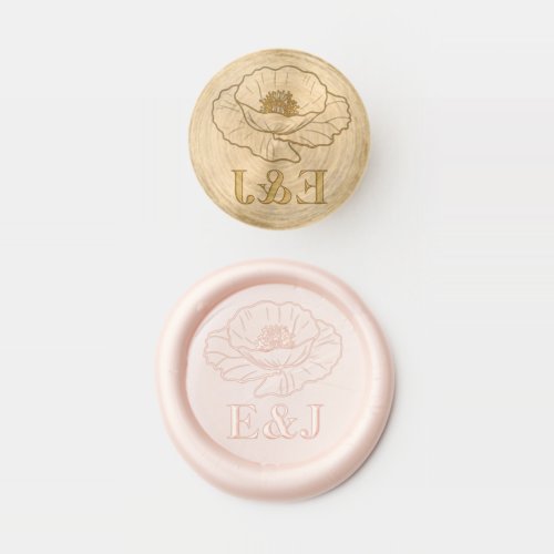 Modern Floral Poppy Monogram  Wax Seal Stamp