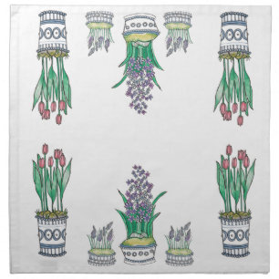 Modern Floral Pots Napkin Set