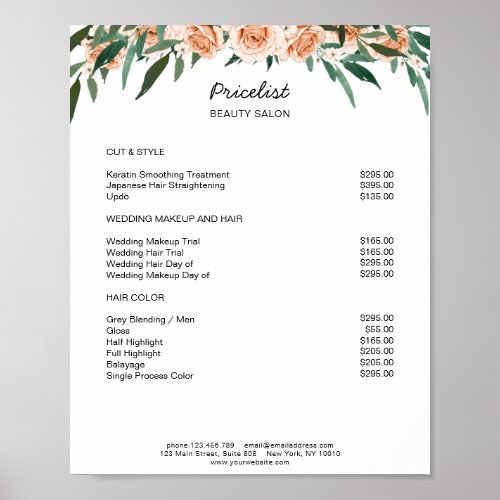 Modern Floral Preislisten  Poster