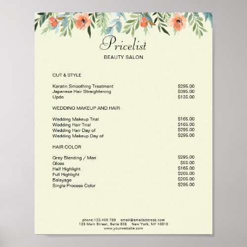 Modern Floral Preislisten  Poster