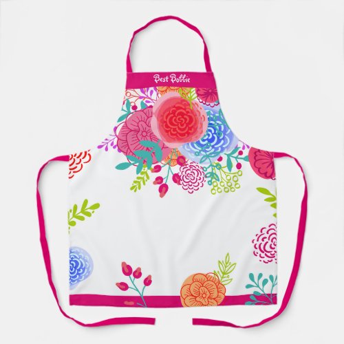 Modern Floral Pretty Stylish Personalized Apron