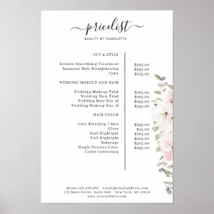 Modern Floral Price List Poster