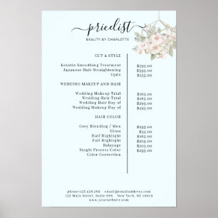 Modern, floral price list Poster