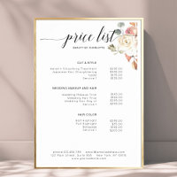 Modern, floral price list Poster