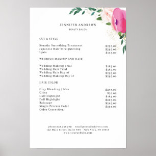 Modern Floral Price List Poster
