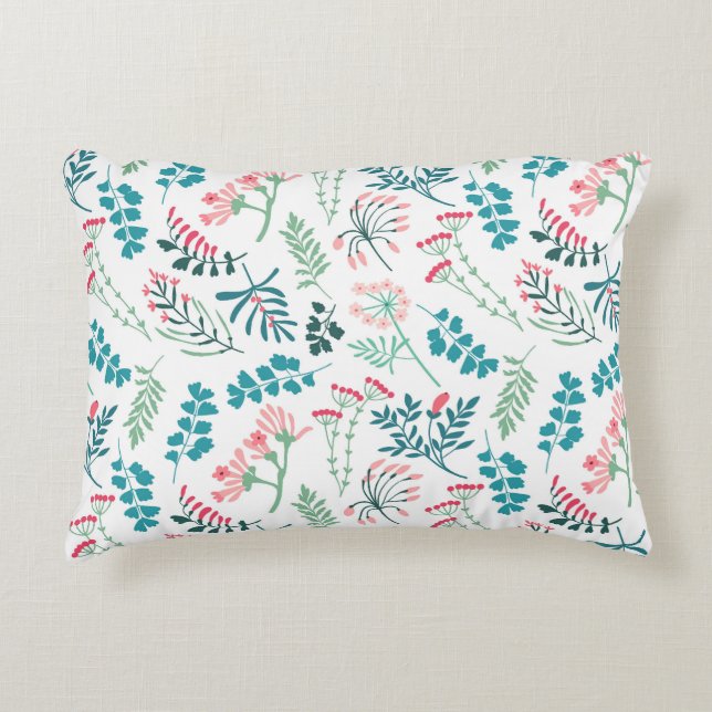 Modern Floral Print Accent Pillow (Front)