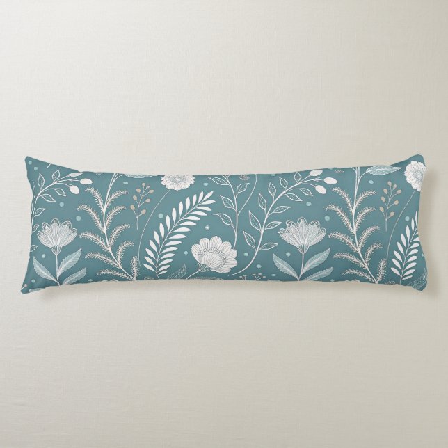 Modern Floral Print Brushed Polyester Body Pillow (Front)