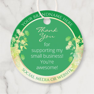 Modern Floral Product Template Chic Green and Gold Favor Tags