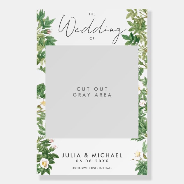 Modern Floral Prop Wedding Selfie Photo Frame Foam Board (Front)