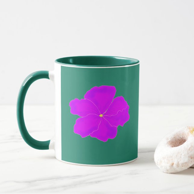 Modern Floral Purple Emerald Green Mug (With Donut)