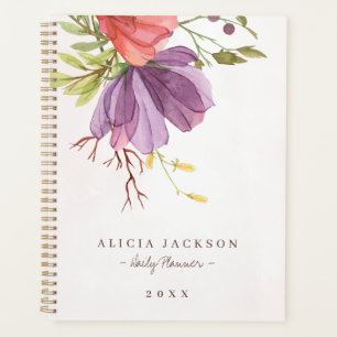 Modern floral purple watercolor feminine business planner