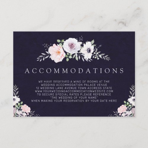 Modern Floral Purple Wedding Accommodations Enclosure Card