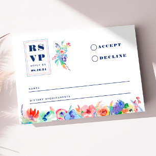 Modern Floral Rainbow LGBTQ Wedding RSVP Card