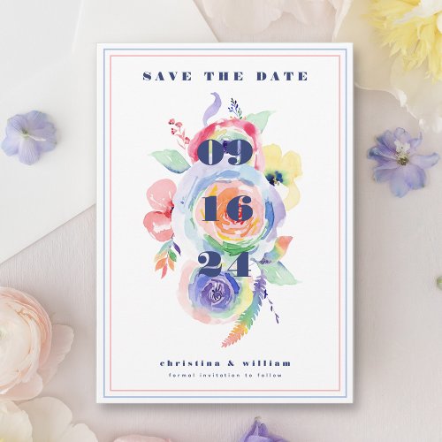 Modern Floral Rainbow LGBTQ Wedding Save the Date Invitation