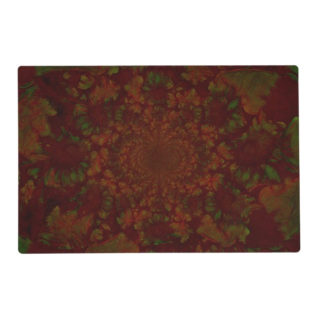 Modern Floral Red Green Elegant Placemat (Front)