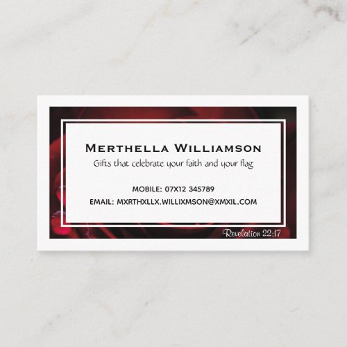 Modern  Floral  Red Rose  Christian Business Card