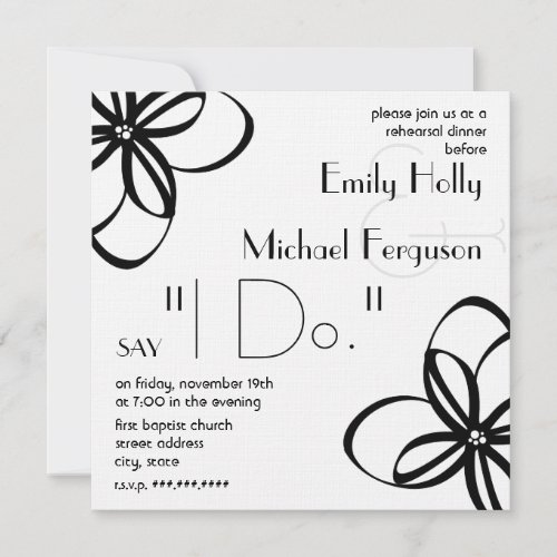 Modern Floral Rehearsal Dinner Invitation 5.25" Square Invitation Card