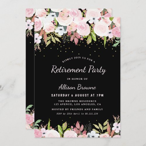 Modern floral Retirement party invitation