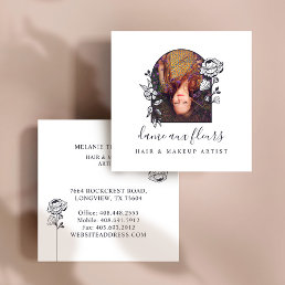 Modern Floral Rose Beauty Photo Arch White Square Business Card