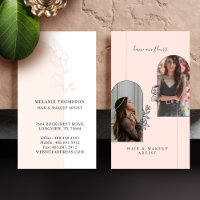 Modern Floral Rose Beauty Photo Arches Pink Business Card