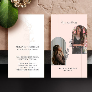 Modern Floral Rose Beauty Photo Arches Pink Business Card by moodthology at Zazzle