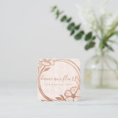 Modern Floral Rose Gold Wreath Blush Pink Square Business Card (Standing Front)